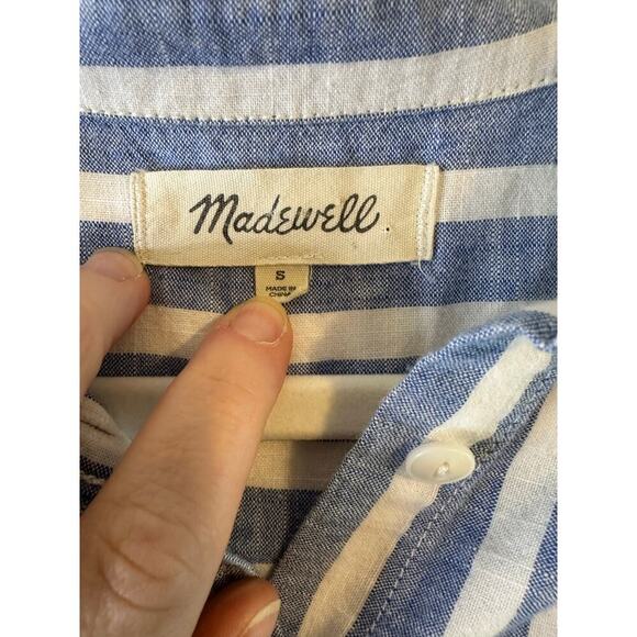 Madewell Womens Cotton Cropped Short Sleeve Button Down Coastal Capsule Small - Picture 5 of 8